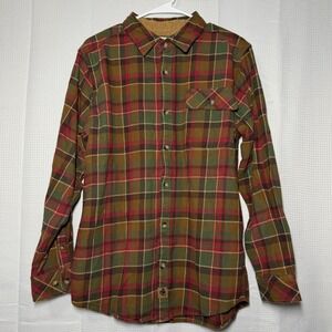 Legendary Whitetails Buck Camp Flannel Shirt M Multicolor Plaid Corduroy Trim